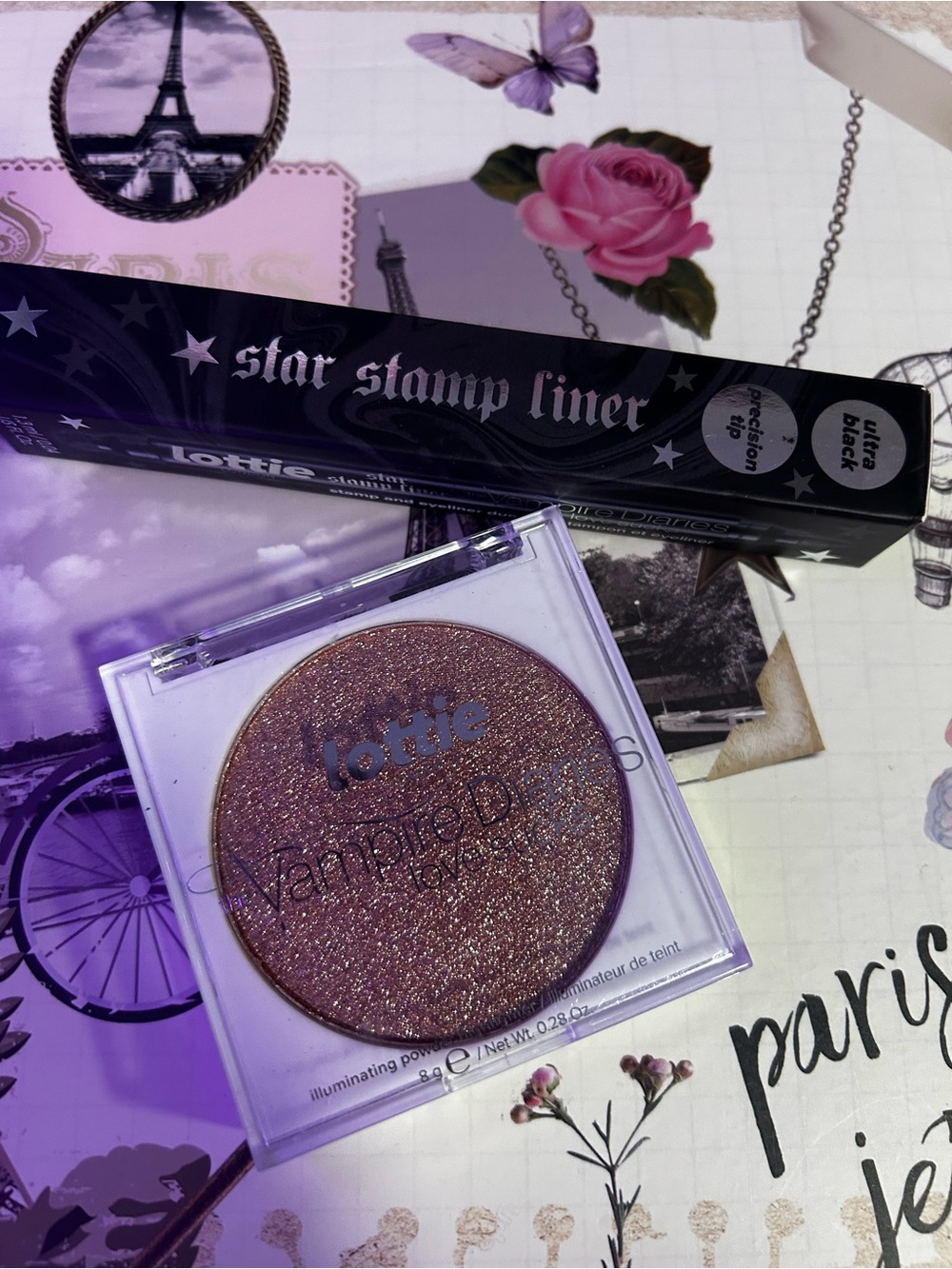 Lottie Shimmering Highlighter - Rose Gold And Star Stamp Liner